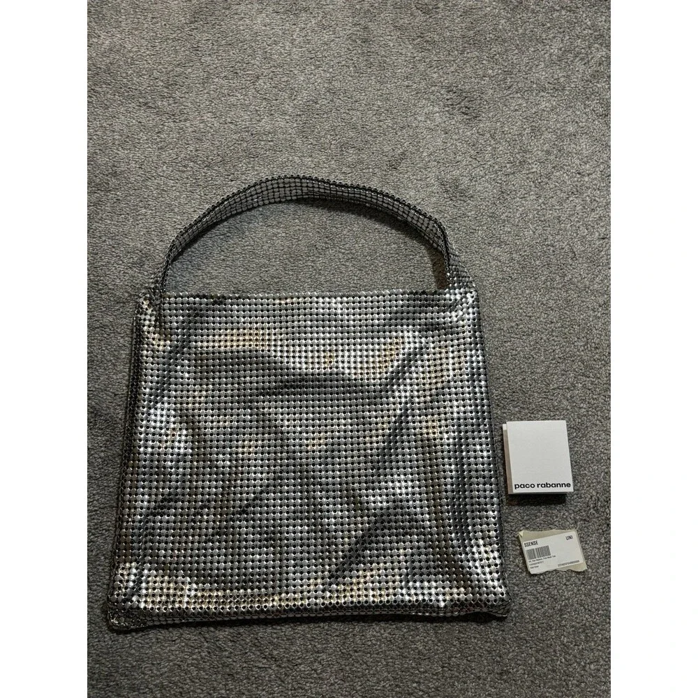Paco RABANNE Pixel Mesh‎ Silver Metallic Tote Bag New Without Tags